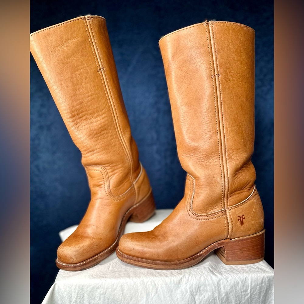 FRYE CAMPUS 14L Tall Women’s Riding Pull-On BOOTS; Tan Brown SIZE 6.5